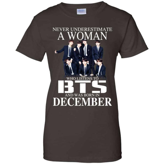 A Woman Who Listens To BTS And Was Born In December T-Shirts, Hoodie, Tank