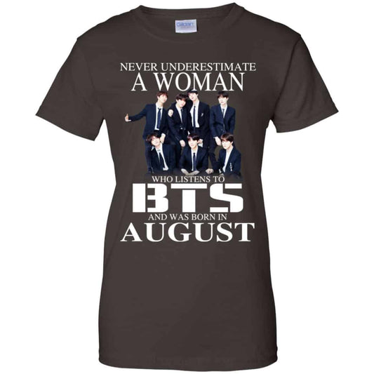 A Woman Who Listens To BTS And Was Born In August T-Shirts, Hoodie, Tank