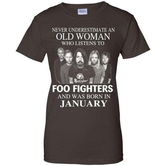 An Old Woman Who Listens To Foo Fighters And Was Born In January T-Shirts, Hoodie, Tank