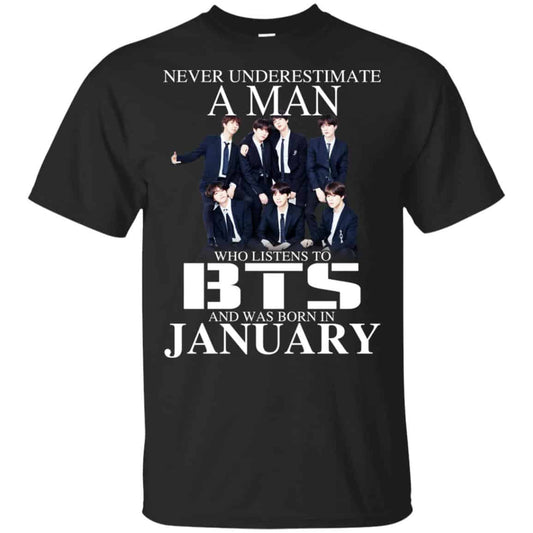 
	A Man Who Listens To BTS And Was Born In January T-Shirts, Hoodie, Tank