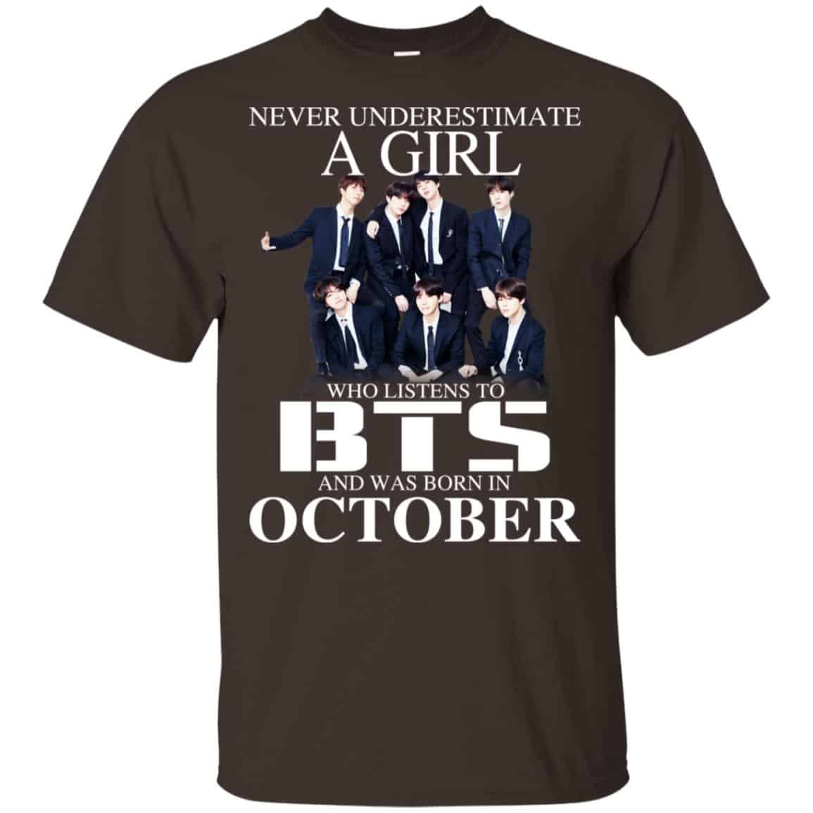 A Girl Who Listens To BTS And Was Born In October T-Shirts, Hoodie, Tank