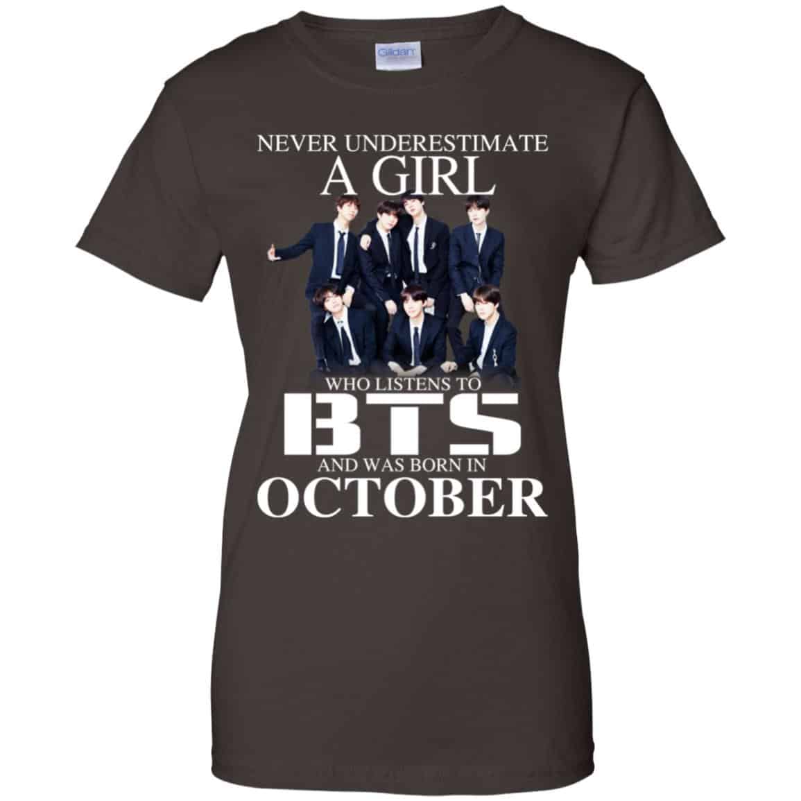 A Girl Who Listens To BTS And Was Born In October T-Shirts, Hoodie, Tank