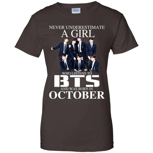 A Girl Who Listens To BTS And Was Born In October T-Shirts, Hoodie, Tank
