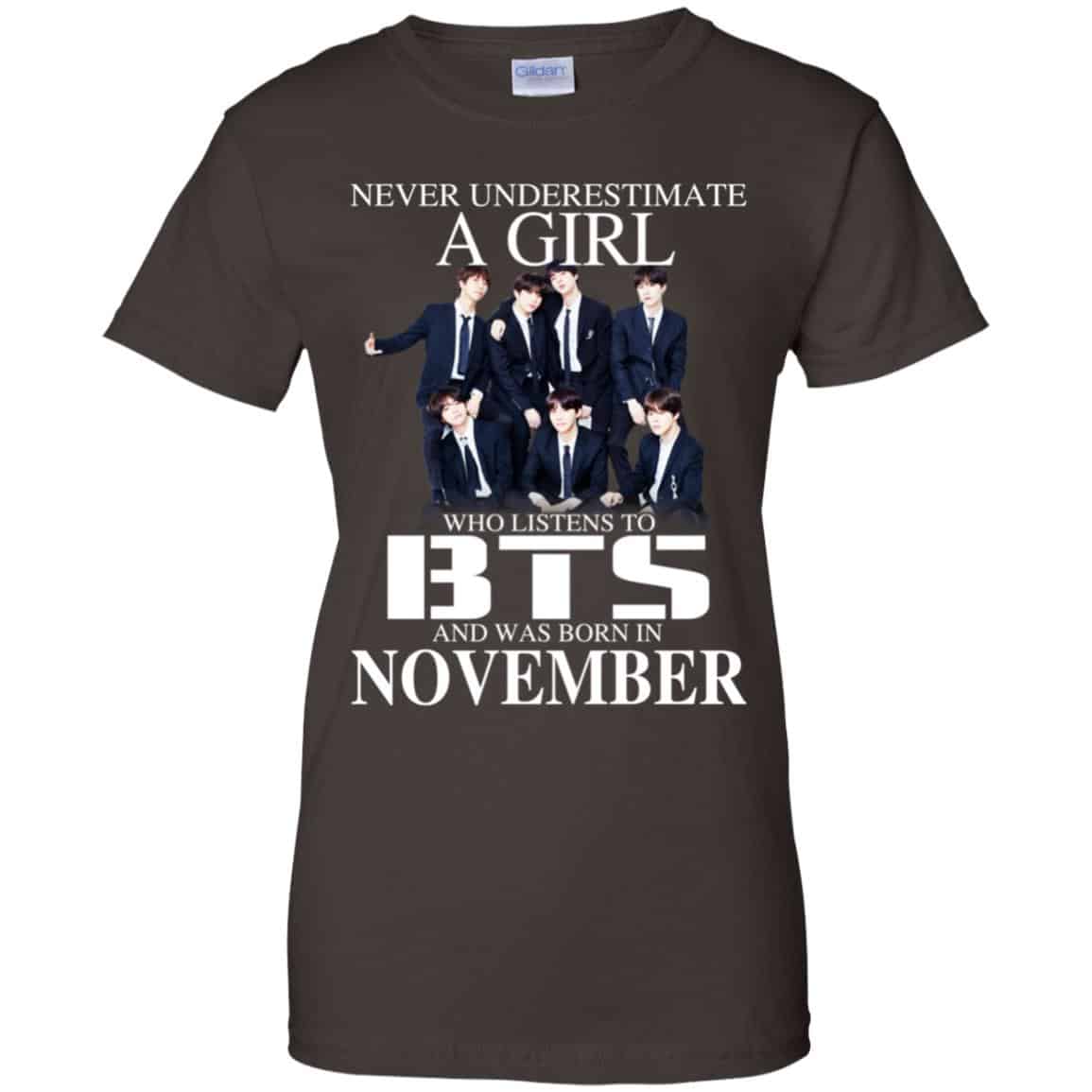A Girl Who Listens To BTS And Was Born In November T-Shirts, Hoodie, Tank