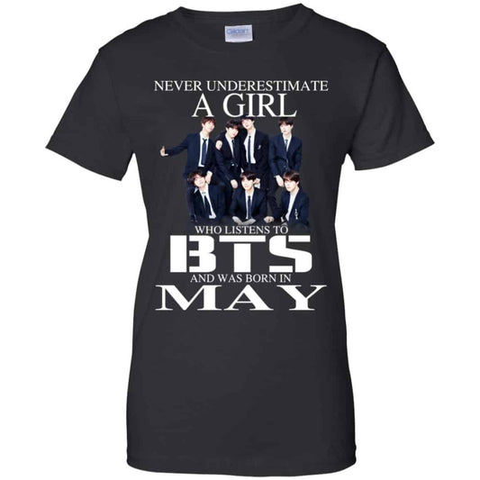 
	A Girl Who Listens To BTS And Was Born In May T-Shirts, Hoodie, Tank