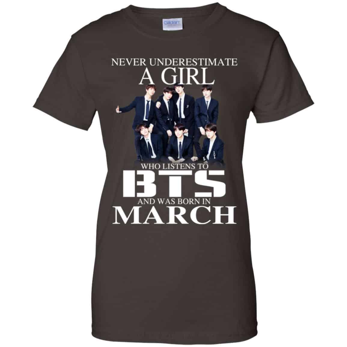 A Girl Who Listens To BTS And Was Born In March T-Shirts, Hoodie, Tank