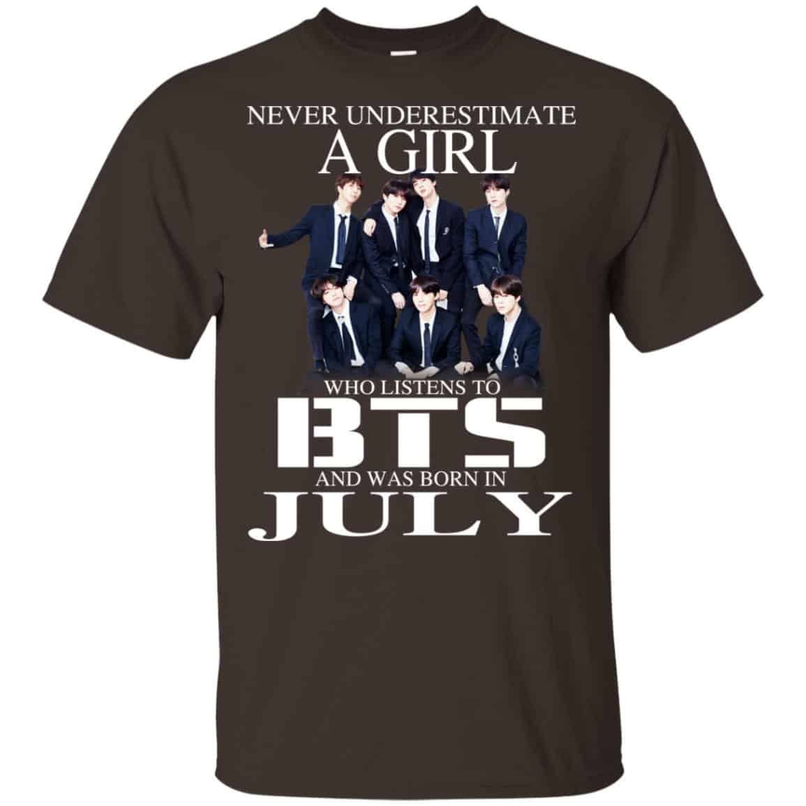 A Girl Who Listens To BTS And Was Born In July T-Shirts, Hoodie, Tank
