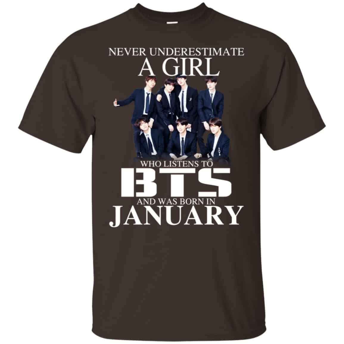 A Girl Who Listens To BTS And Was Born In January T-Shirts, Hoodie, Tank