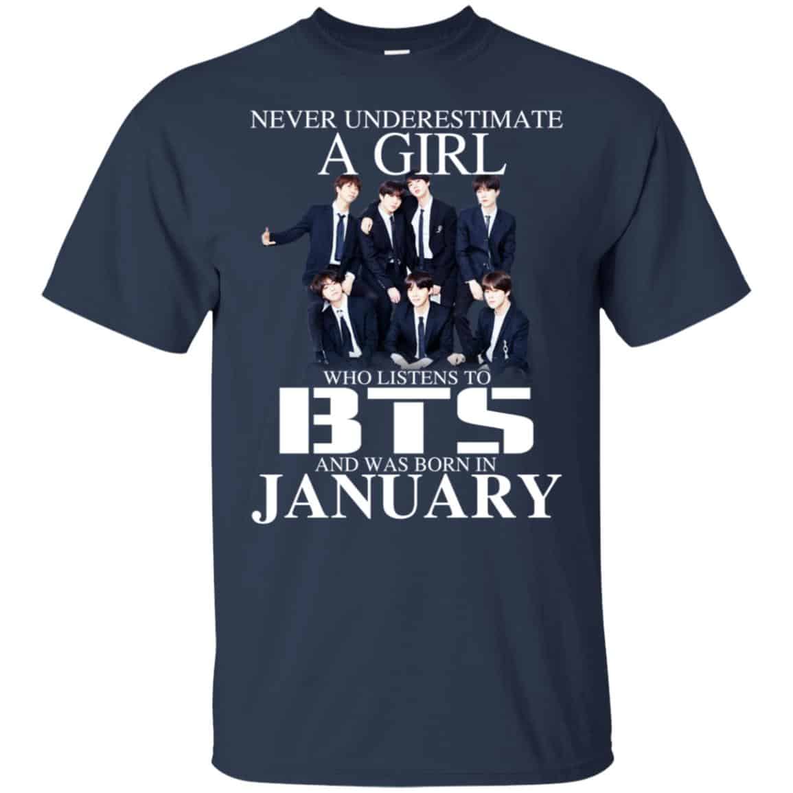 A Girl Who Listens To BTS And Was Born In January T-Shirts, Hoodie, Tank