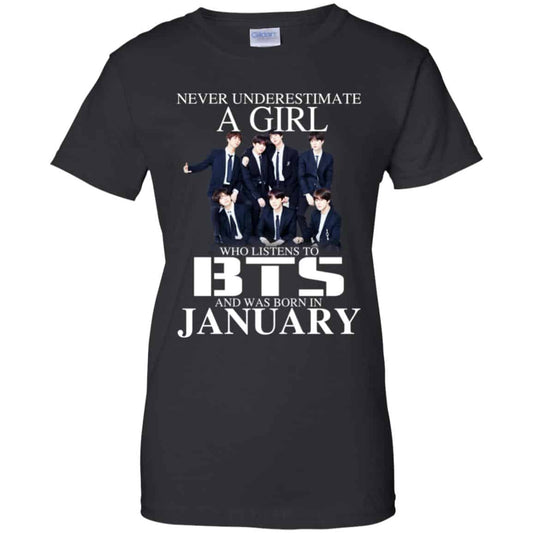 
	A Girl Who Listens To BTS And Was Born In January T-Shirts, Hoodie, Tank