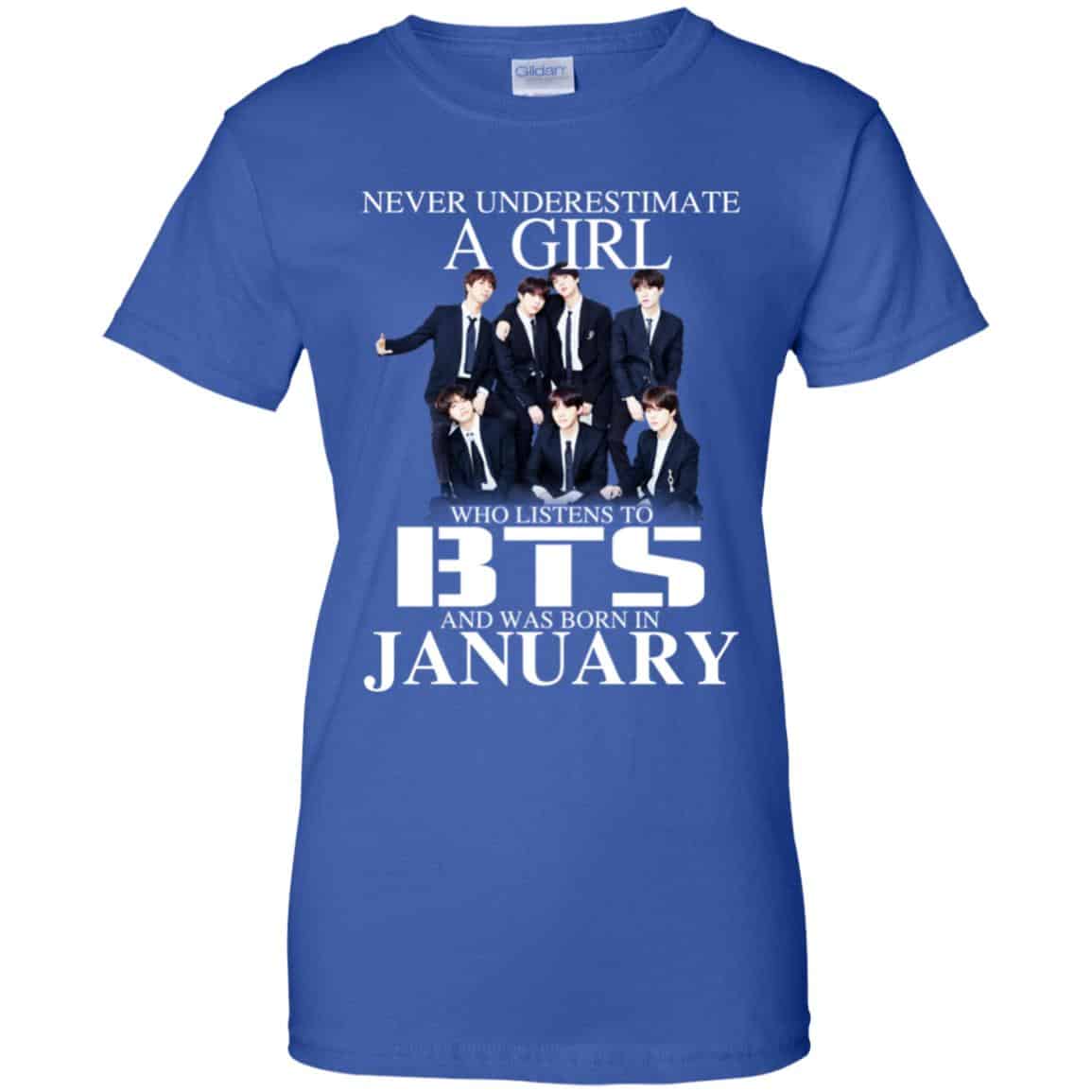 A Girl Who Listens To BTS And Was Born In January T-Shirts, Hoodie, Tank