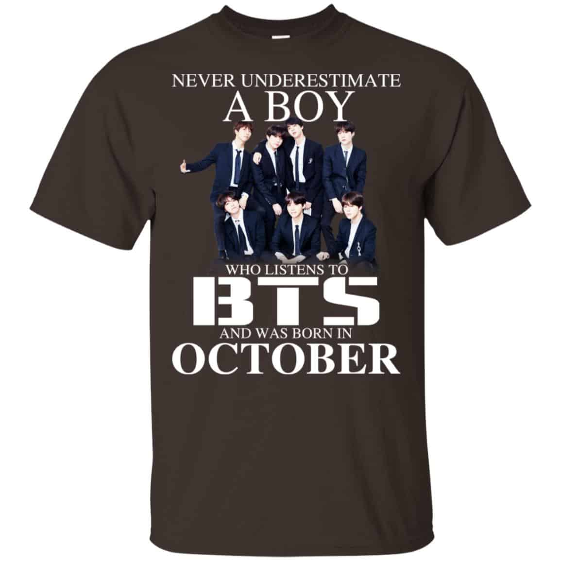 A Boy Who Listens To BTS And Was Born In October T-Shirts, Hoodie, Tank