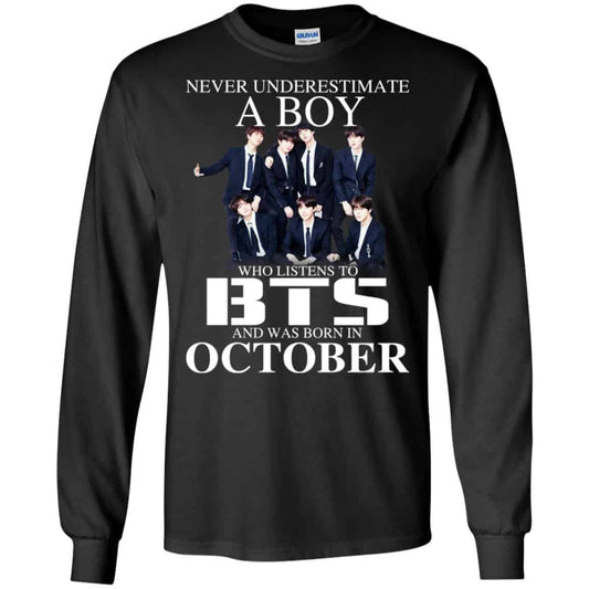 A Boy Who Listens To BTS And Was Born In October T-Shirts, Hoodie, Tank