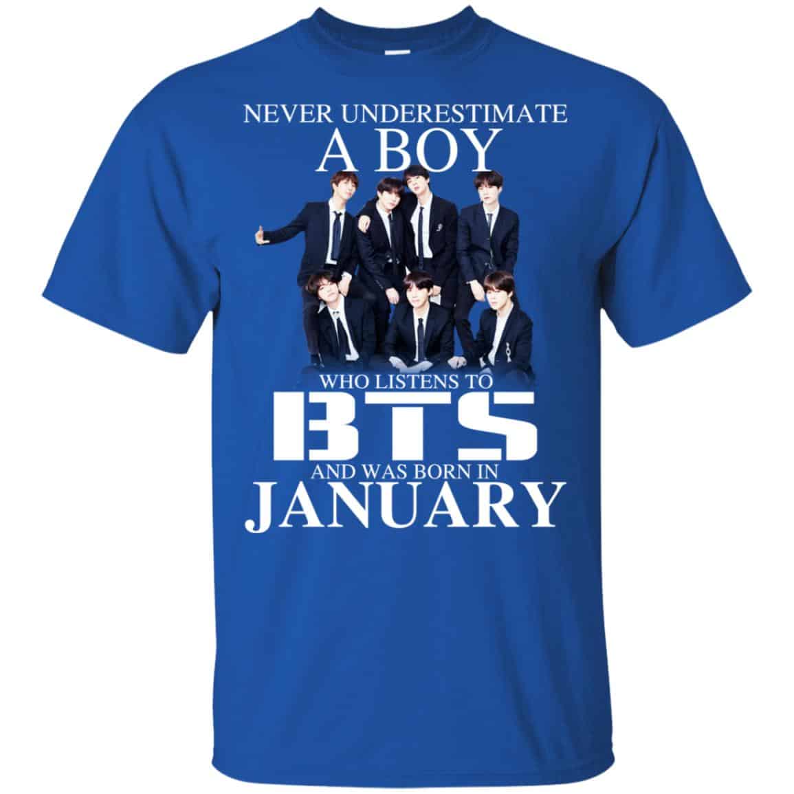 A Boy Who Listens To BTS And Was Born In January T-Shirts, Hoodie, Tank
