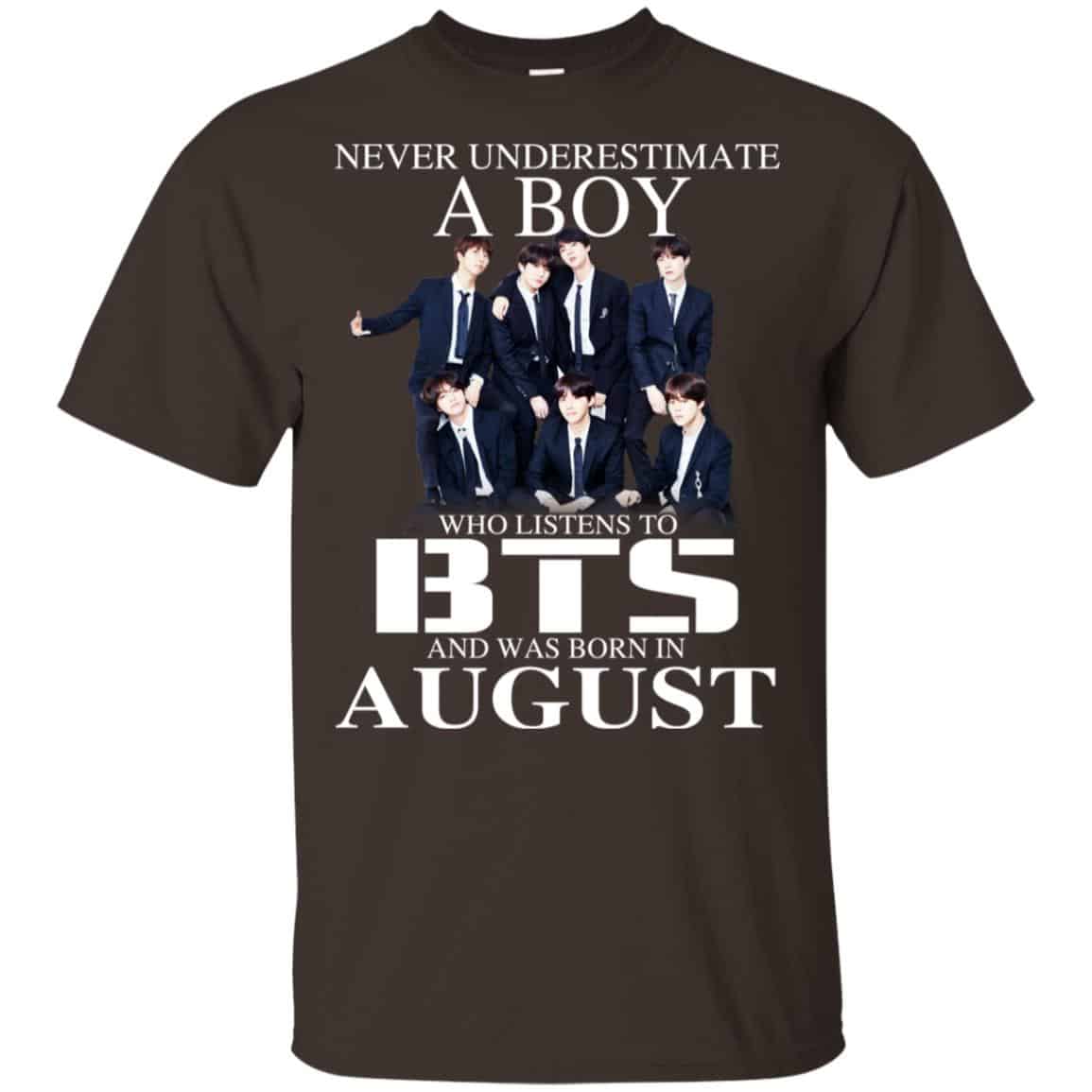 A Boy Who Listens To BTS And Was Born In August T-Shirts, Hoodie, Tank