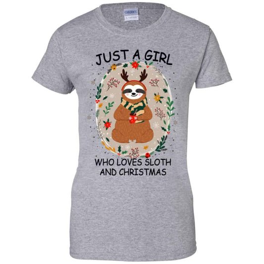 Just A Girl Who Loves Sloth And Christmas T-Shirts, Hoodie, Tank