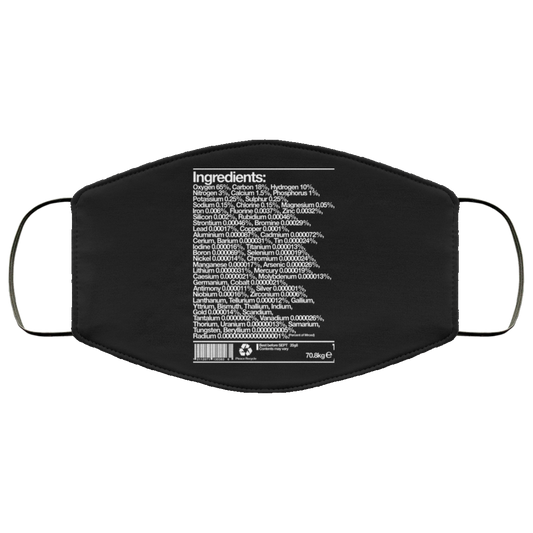 Human Ingredients Oxygen 65% Carbon 18% Hydrogen 10% Face Mask