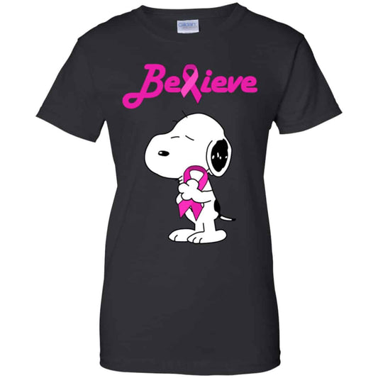 
	Snoopy: Believe Breast Cancer Pink Awareness Shirt, Hoodie, Tank