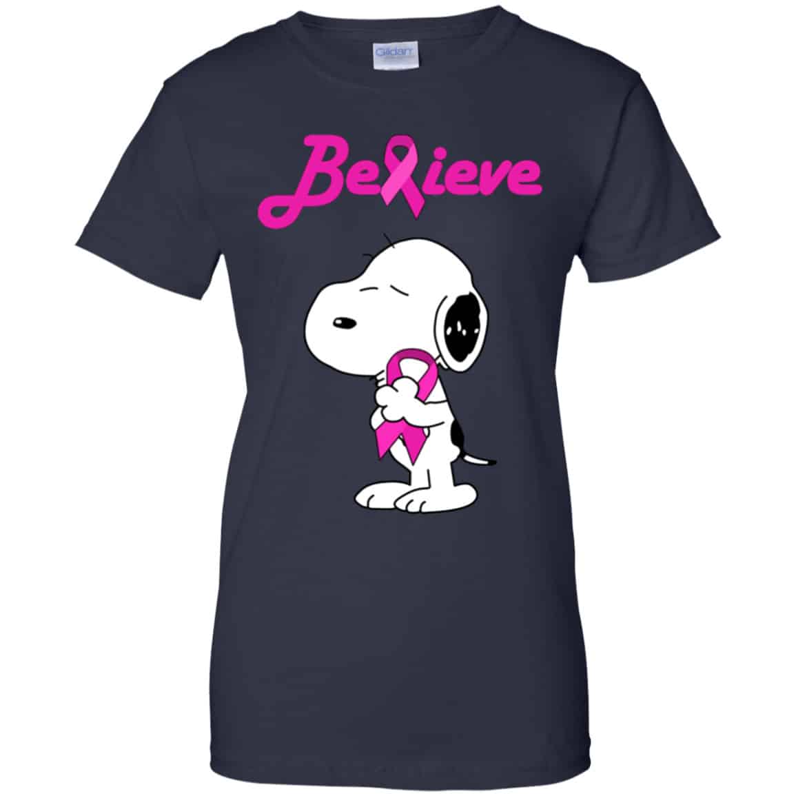 Snoopy: Believe Breast Cancer Pink Awareness Shirt, Hoodie, Tank