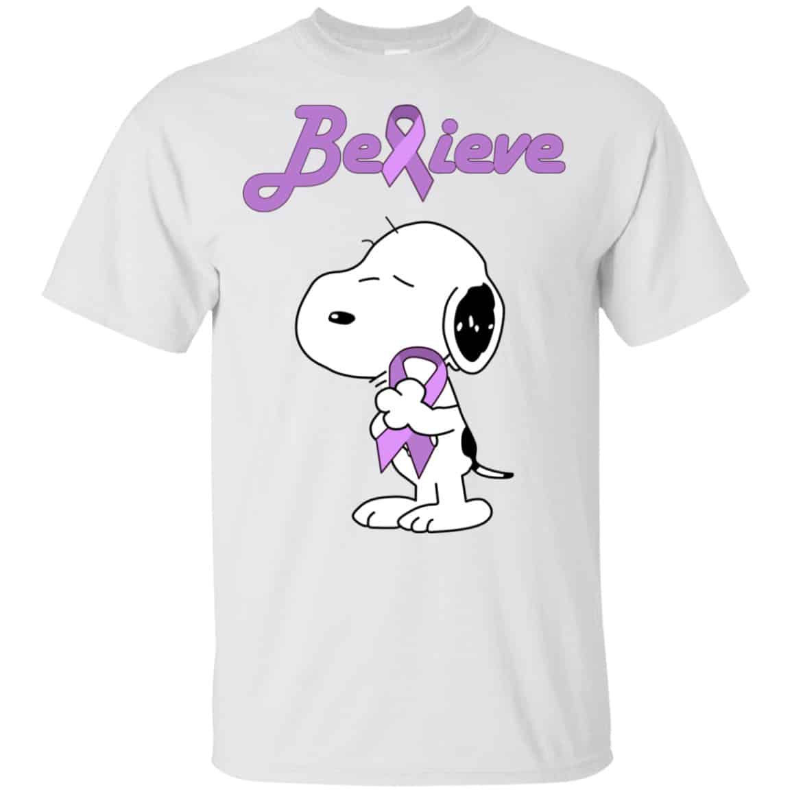 Snoopy: Believe All Cancers Lavender Awareness Shirt, Hoodie, Tank