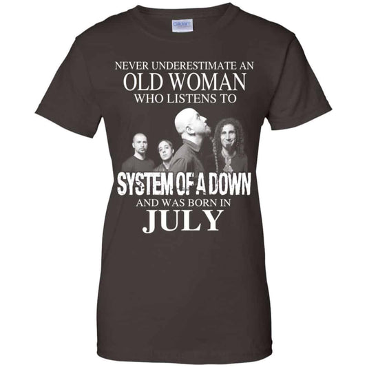 An Old Woman Who Listens To System Of A Down And Was Born In July T-Shirts, Hoodie, Tank