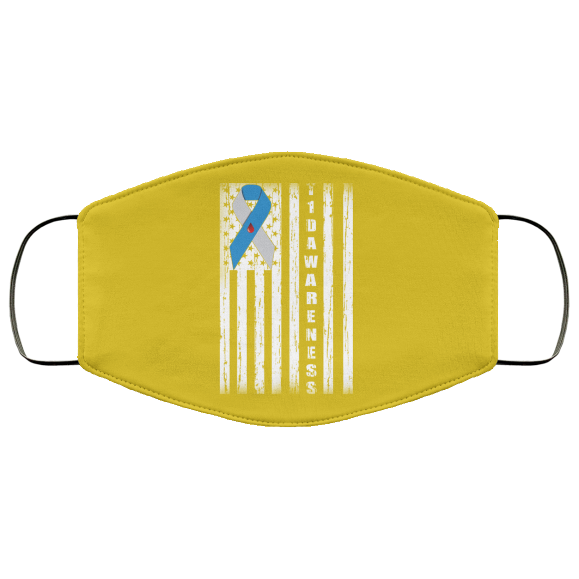 Type 1 Diabetes Awareness Support T1D Flag Ribbon Face Mask