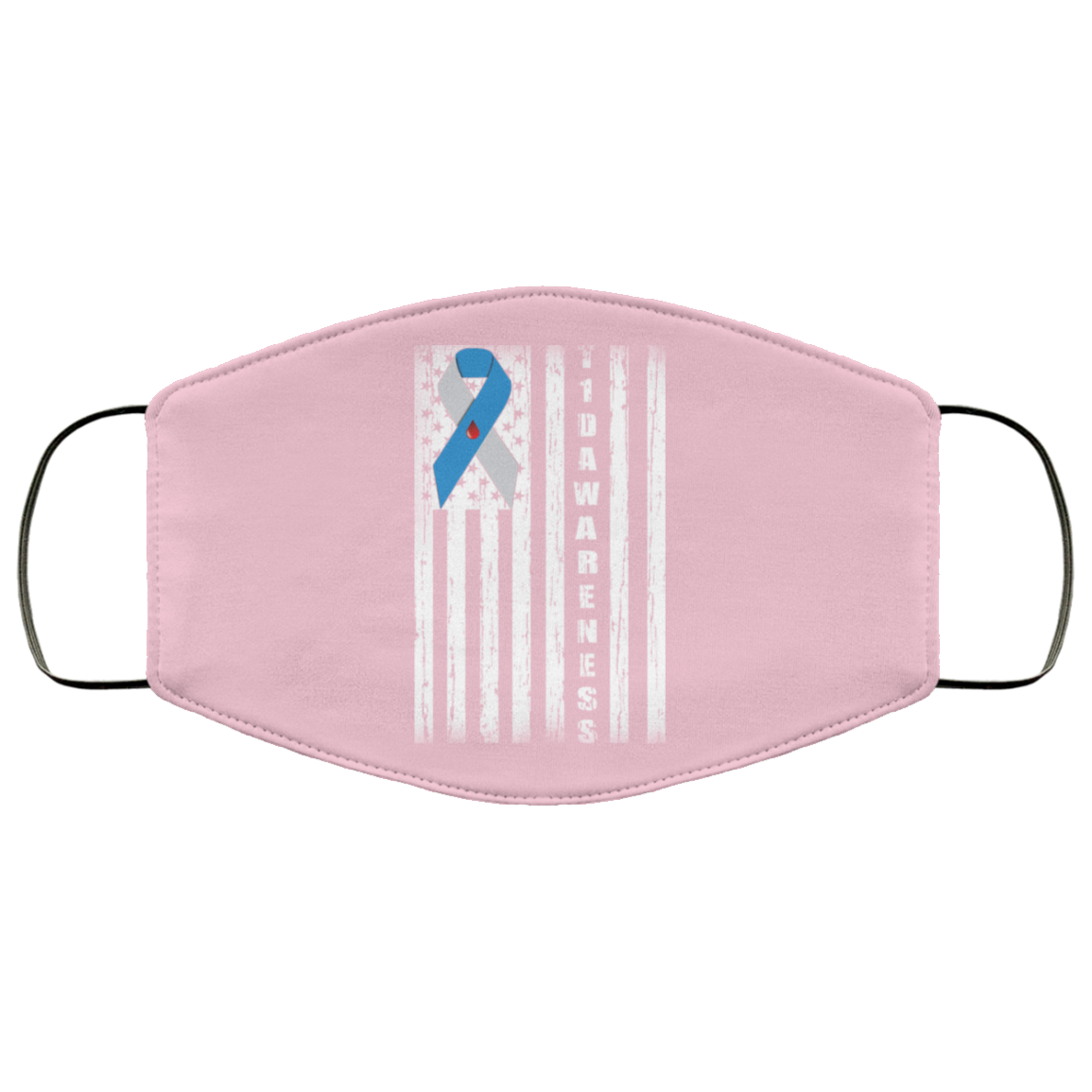 Type 1 Diabetes Awareness Support T1D Flag Ribbon Face Mask