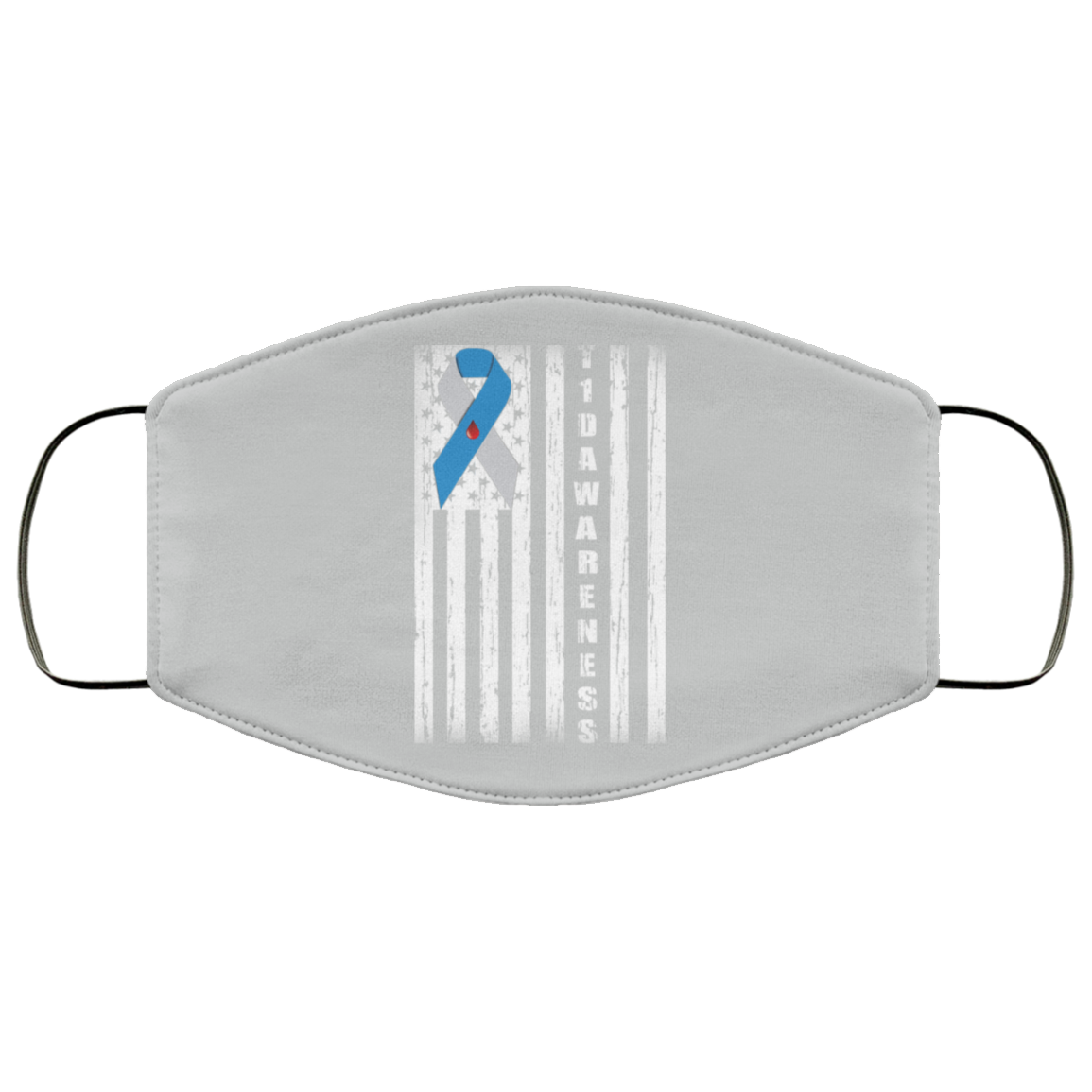 Type 1 Diabetes Awareness Support T1D Flag Ribbon Face Mask