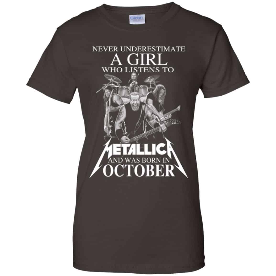 A Girl Who Listens To Metallica And Was Born In October T-Shirts, Hoodie, Tank