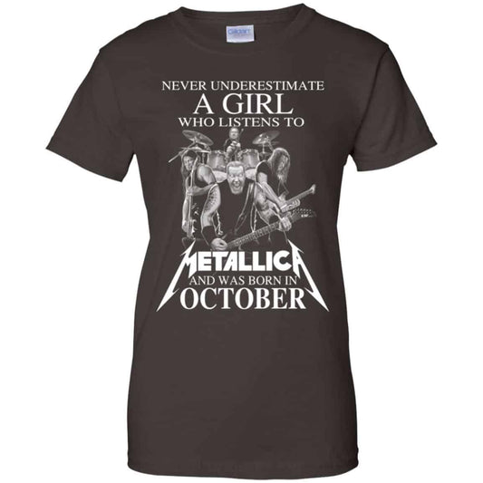 A Girl Who Listens To Metallica And Was Born In October T-Shirts, Hoodie, Tank