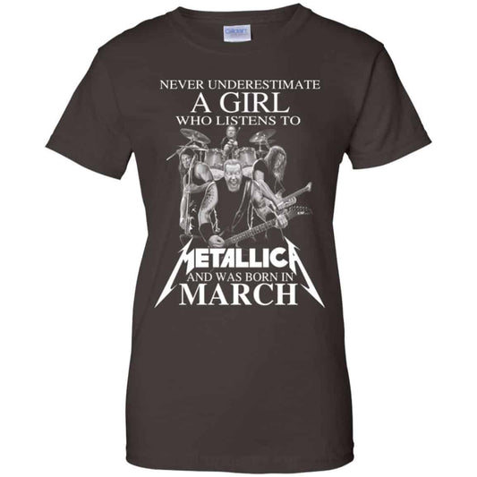 A Girl Who Listens To Metallica And Was Born In March T-Shirts, Hoodie, Tank