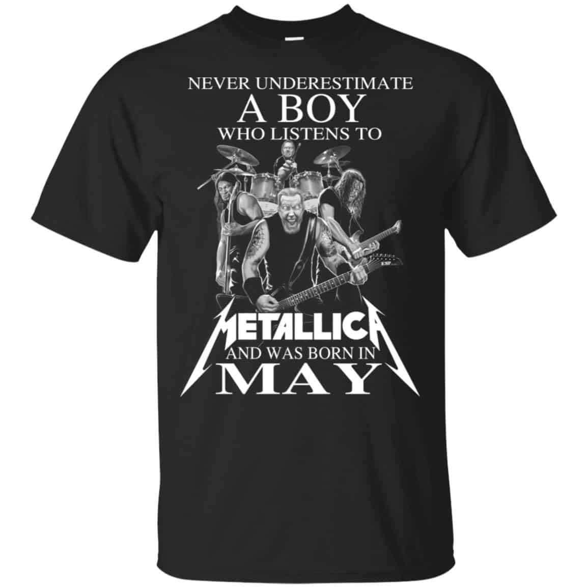 A Boy Who Listens To Metallica And Was Born In May T-Shirts, Hoodie, Tank