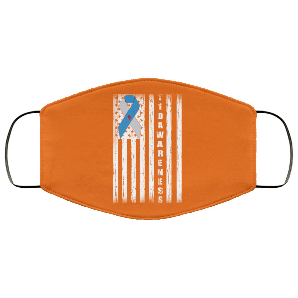 Type 1 Diabetes Awareness Support T1D Flag Ribbon Face Mask