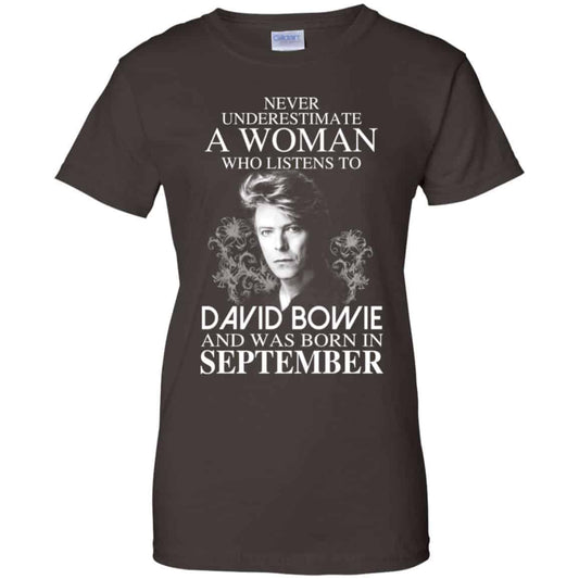 A Woman Who Listens To David Bowie And Was Born In September T-Shirts, Hoodie, Tank