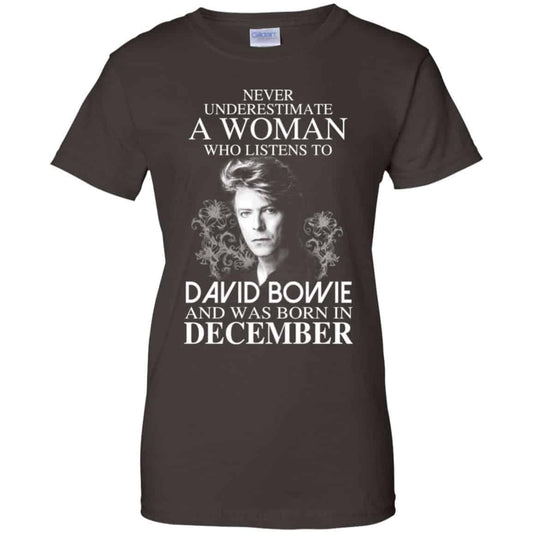 A Woman Who Listens To David Bowie And Was Born In December T-Shirts, Hoodie, Tank