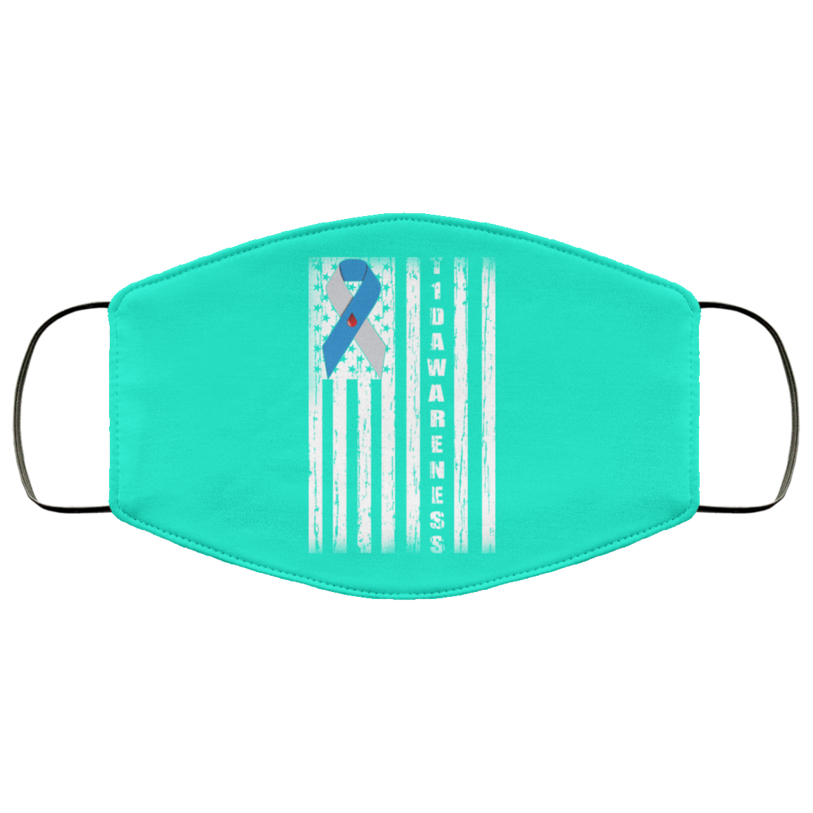 Type 1 Diabetes Awareness Support T1D Flag Ribbon Face Mask