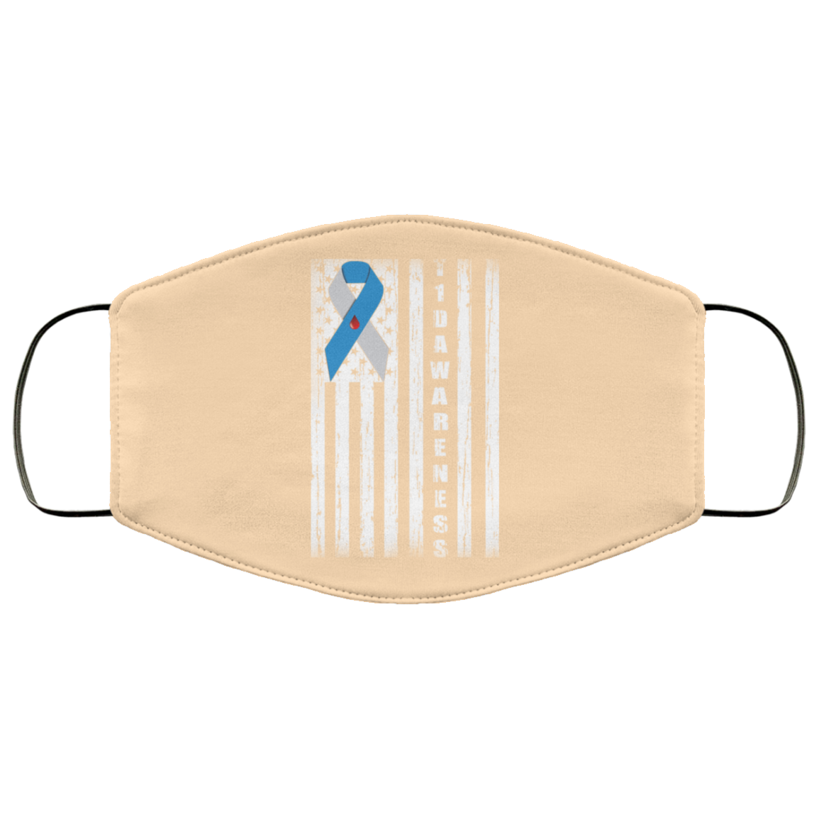Type 1 Diabetes Awareness Support T1D Flag Ribbon Face Mask