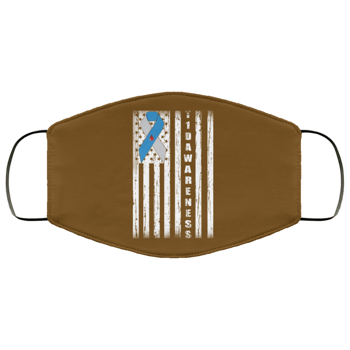 Type 1 Diabetes Awareness Support T1D Flag Ribbon Face Mask
