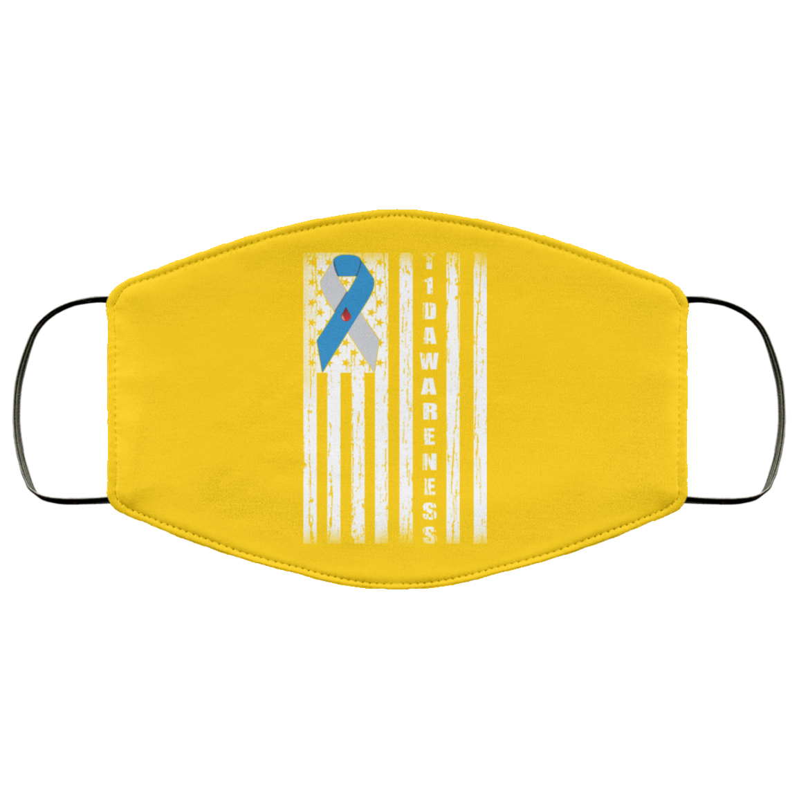 
	Type 1 Diabetes Awareness Support T1D Flag Ribbon Face Mask
