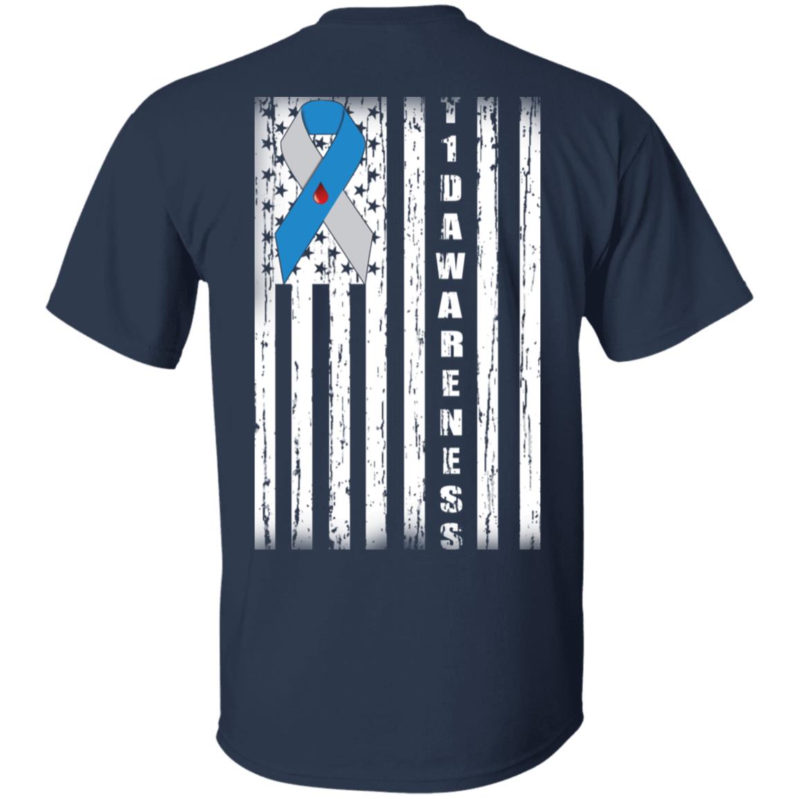 Type 1 Diabetes Awareness Support T1D Flag Ribbon Shirt, Hoodie, Tank