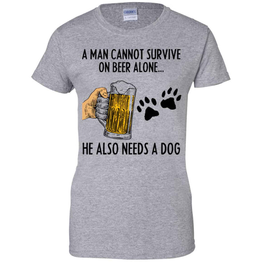 A Man Cannot Survive On Beer Alone He Also Needs A Dog Shirt, Hoodie, Tank