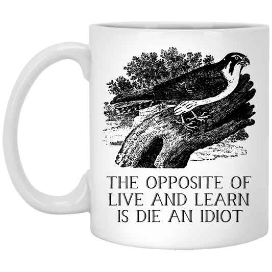 
	The Opposite of Live and Learn is Die an Idiot Mug