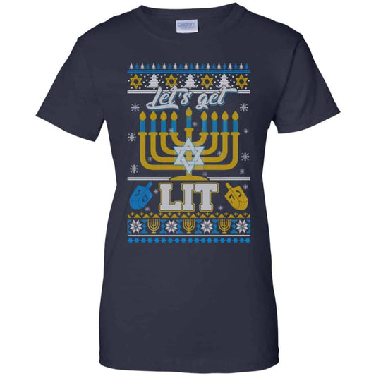 Funny Happy Hanukkah Chanukah Let’s Get Lit Ugly Sweater. Hoodie