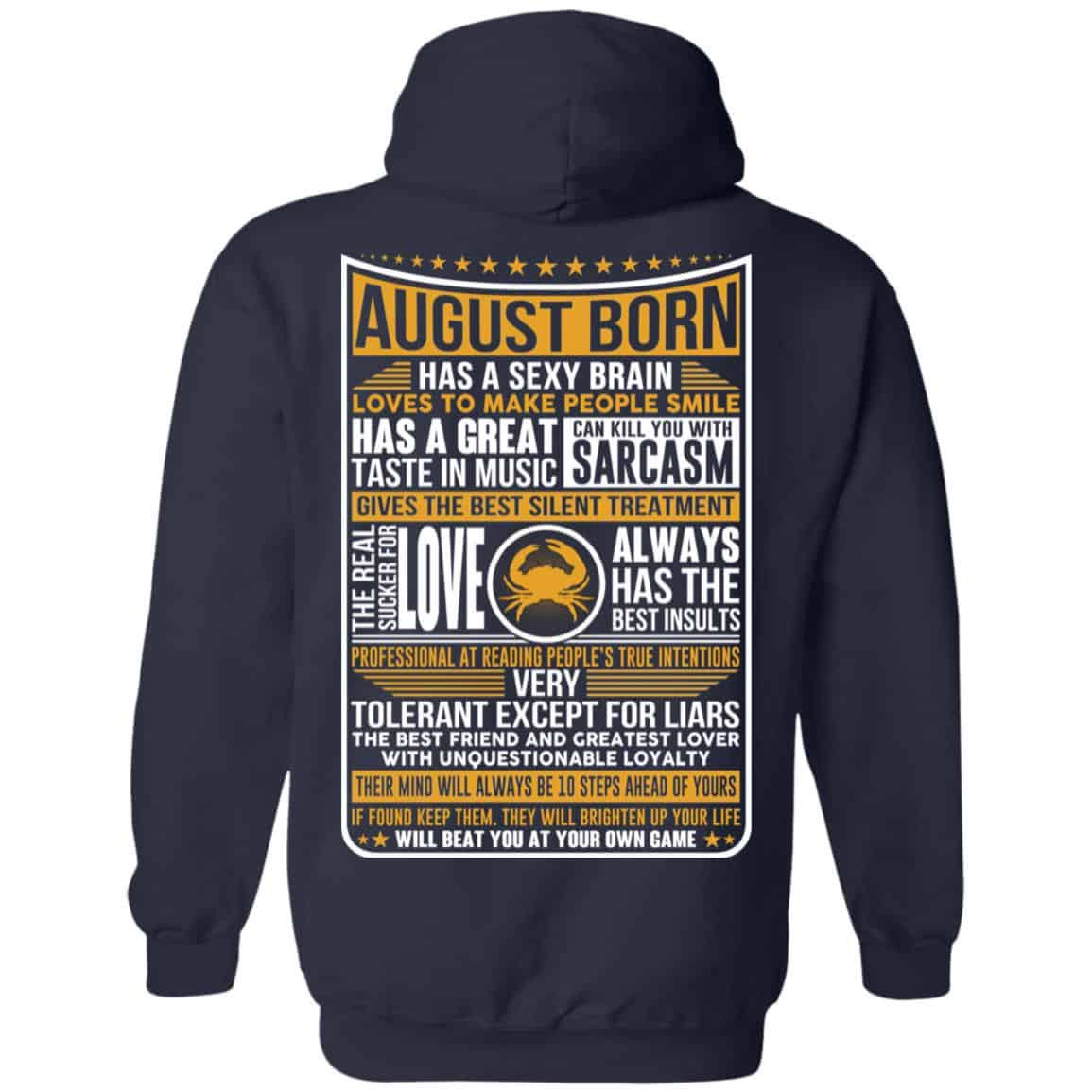 August Born Has A Sexy Brain Loves To Make People Smile T-Shirts, Hoodie, Tank
