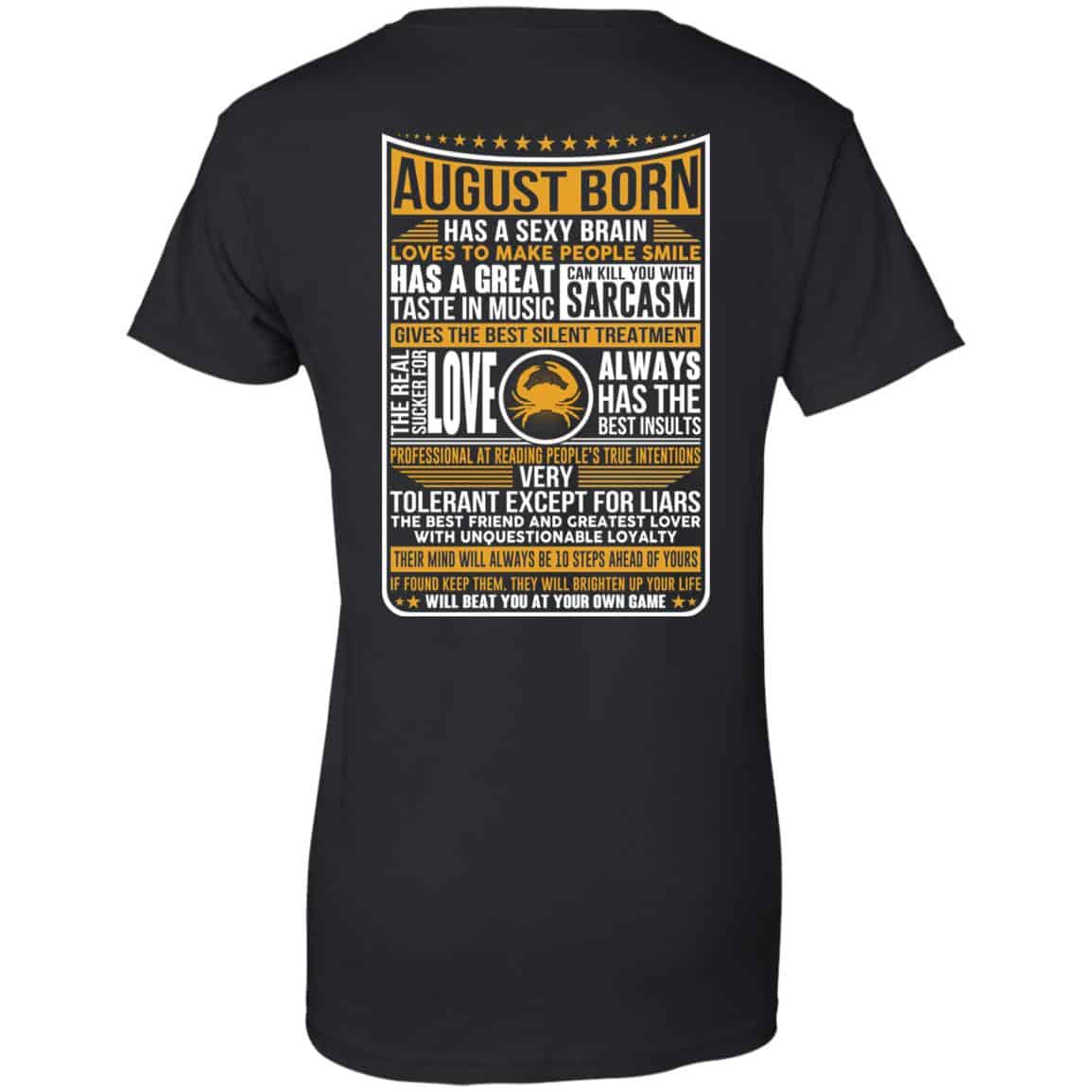 
	August Born Has A Sexy Brain Loves To Make People Smile T-Shirts, Hoodie, Tank