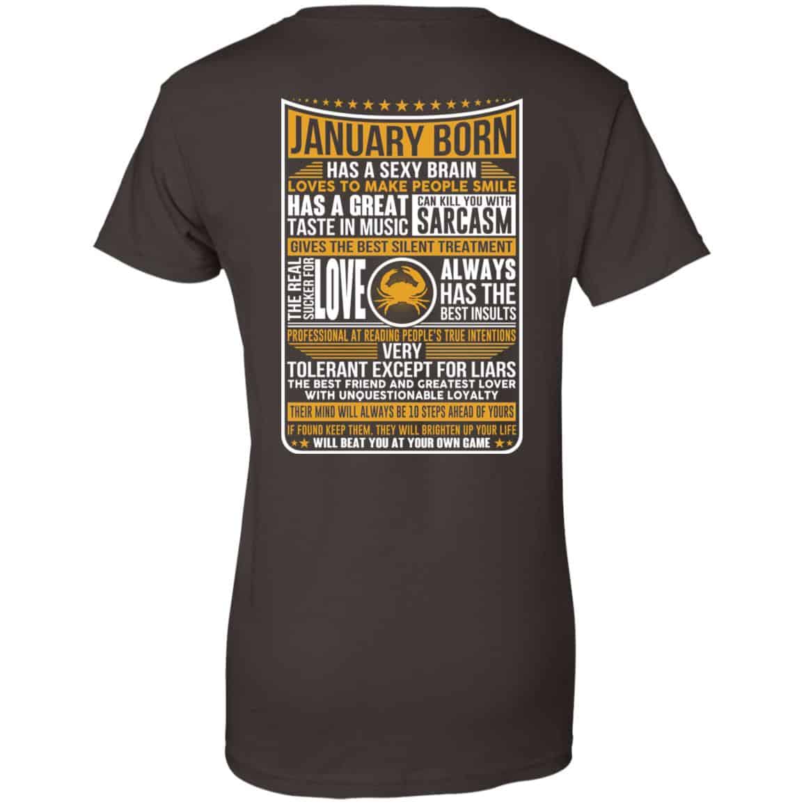 January Born Has A Sexy Brain Loves To Make People Smile T-Shirts, Hoodie, Tank