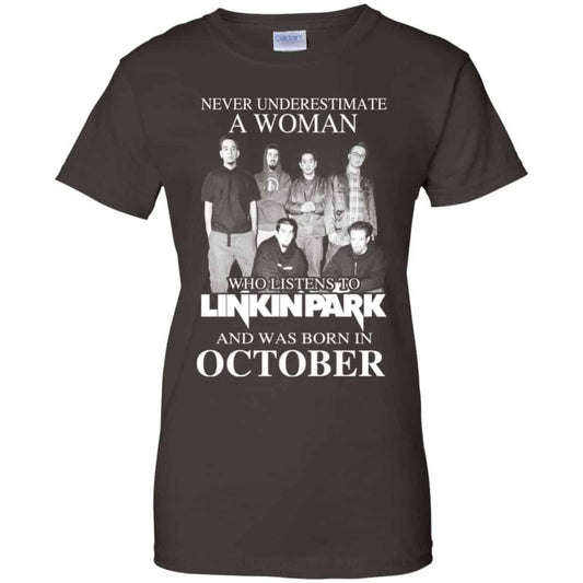 A Woman Who Listens To Linkin Park And Was Born In October T-Shirts, Hoodie, Tank