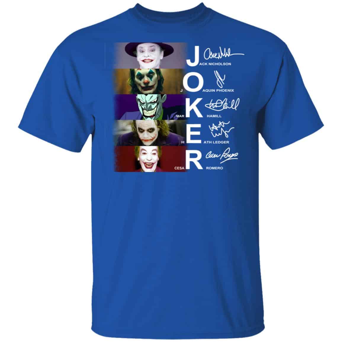 Joker Jack Nicholson Joaquin Phoenix Mark Hamill Heath Ledger Cesar Romero Shirt, Hoodie, Tank