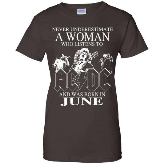 A Woman Who Listens To AC DC And Was Born In June T-Shirts, Hoodie, Tank