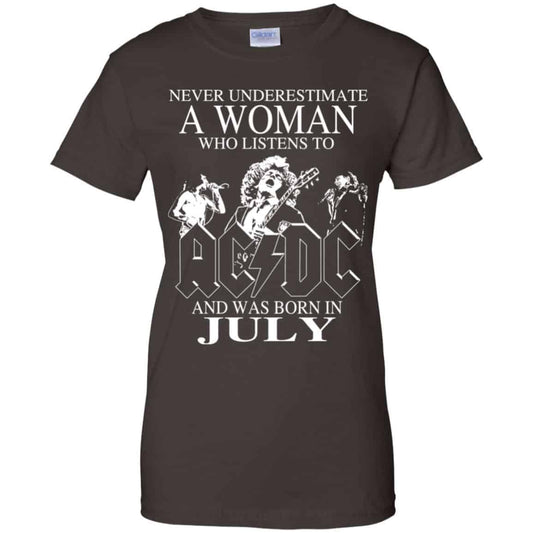 A Woman Who Listens To AC DC And Was Born In July T-Shirts, Hoodie, Tank